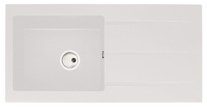 Zero Single Bowl Sink with Drainer White Granite – Abode
