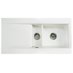 RDI015NS 1.5 bowl ceramic inset sink with drainer – Regis