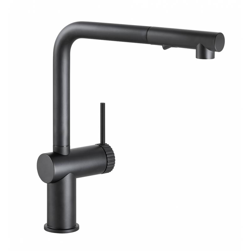 Fraction Single Lever Tap with Pull-Out Spray Matt Black – Abode