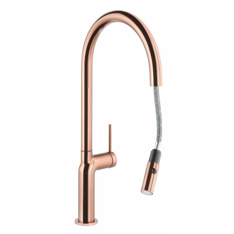 Tubist Tap with pull out spray in Polished Copper – Abode