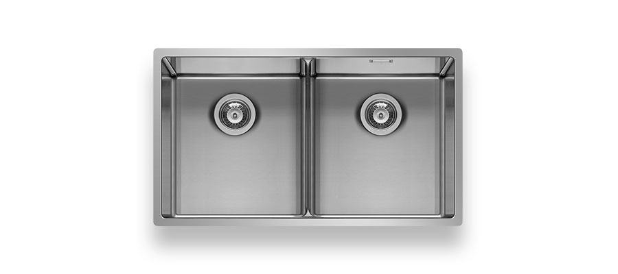 Astris Low Divider Double Bowl Brushed Stainless Steel Sink – Pyramis
