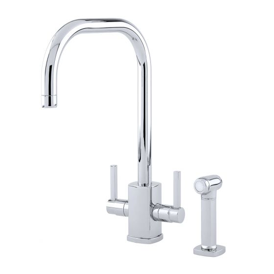 Rubiq Monobloc Mixer Tap with U Spout Lever Handles and Rinse