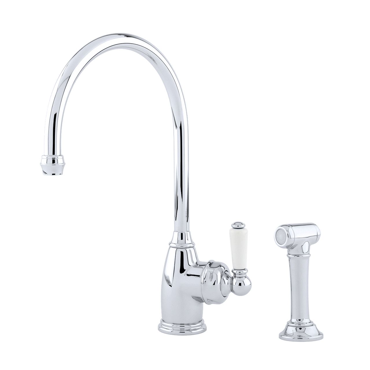 Phoenician (Parthian) Monobloc Mixer with Single porcelain lever handle and Rinse – Perrin & Rowe