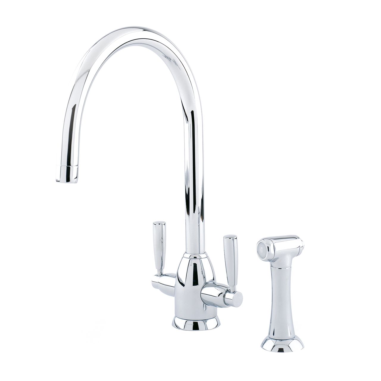 Langbourn Monobloc tap with C Spout & Rinse Chrome – Perrin & Rowe