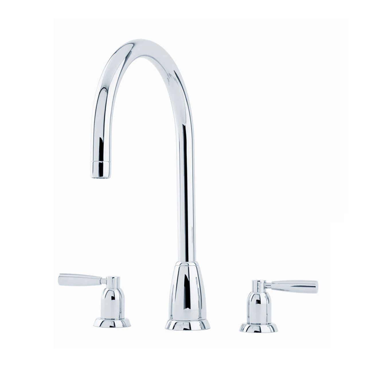 Langbourn  Three Hole Sink Mixer with C Spout and Lever Handles – Perrin & Rowe