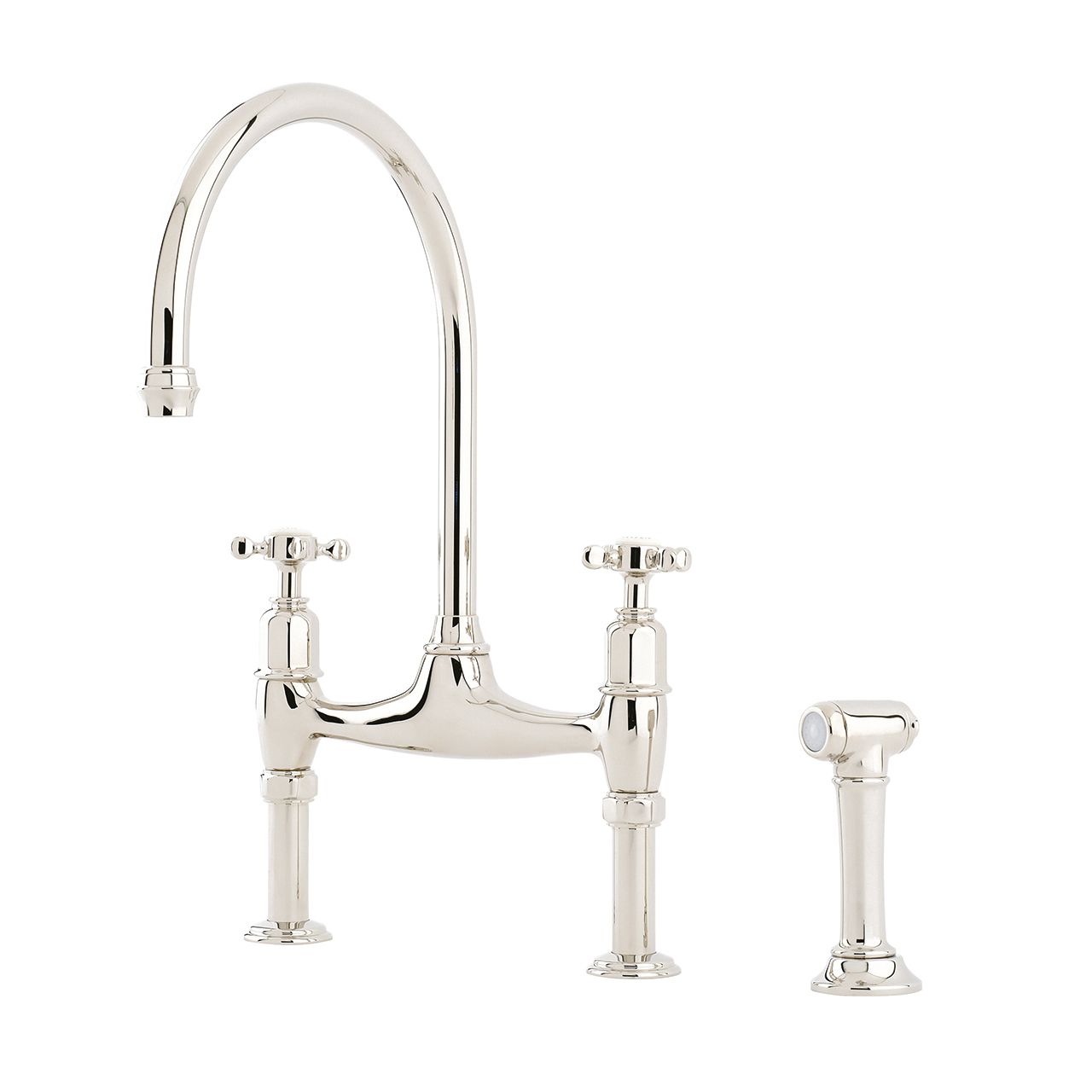 Ionian Deck Mounted Two Hole tap with Crosstop Handles and Rinse – Perrin & Rowe