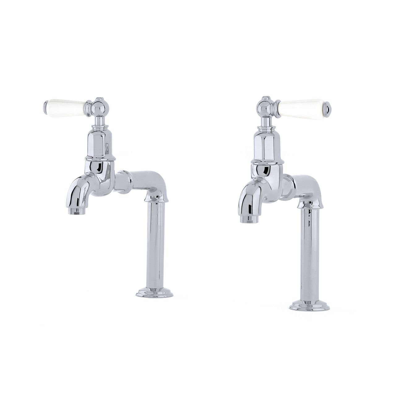 Ionian (were Mayan )Deck Mounted Bibcock taps with Porcelain Levers in Chrome – Perrin & Rowe