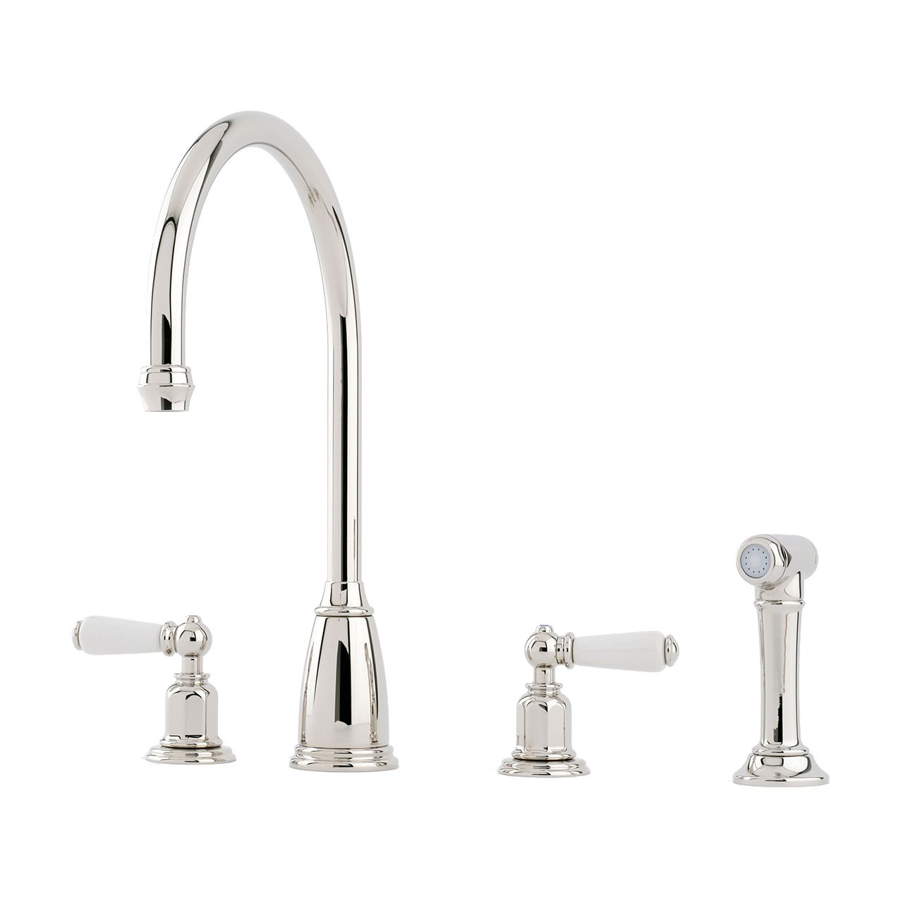 Phoenician 4 hole Sink Mixer with Lever Handles and Rinse – Perrin & Rowe