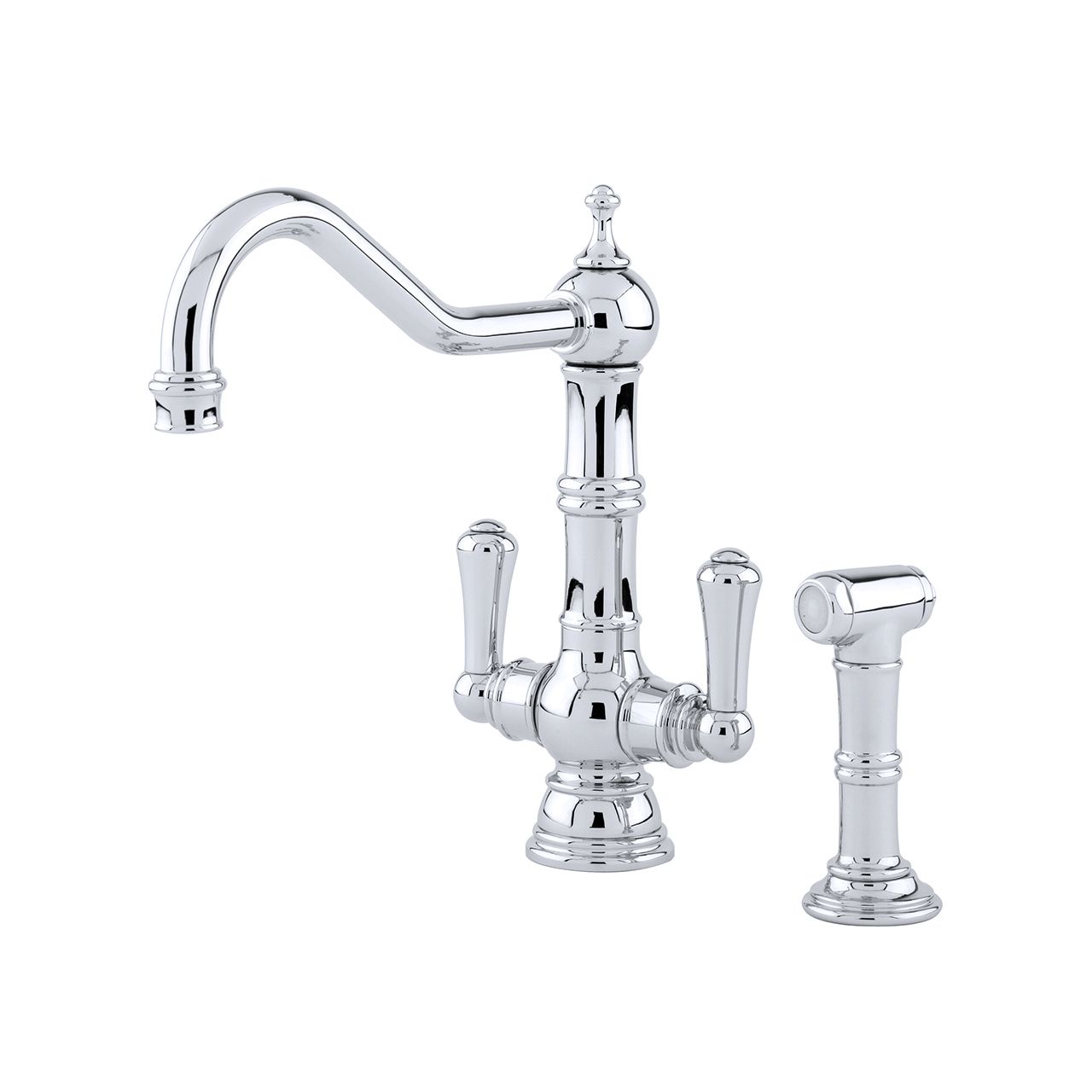 Provence Sink Mixer with Lever handles and Rinse – Perrin & Rowe