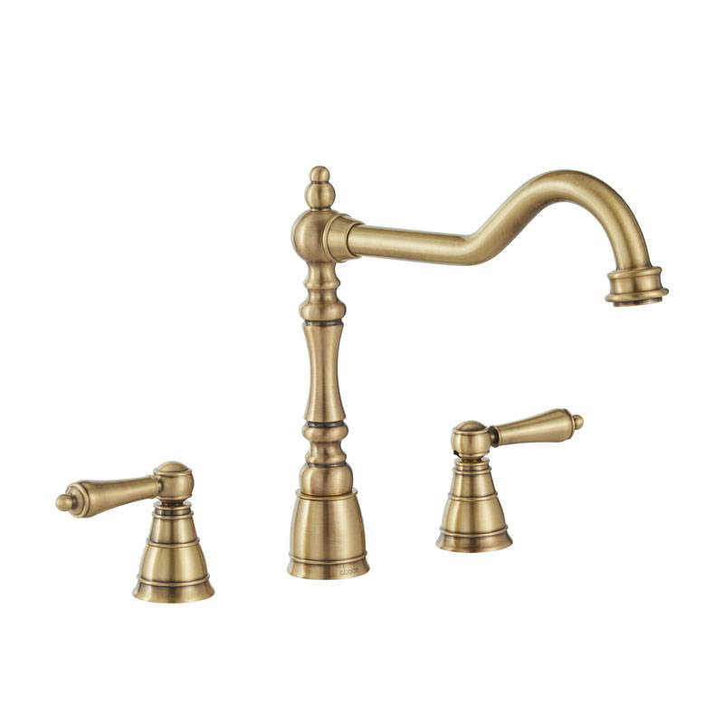 Mayenne 3 Part Mixer Tap in Antique Brass - Abode