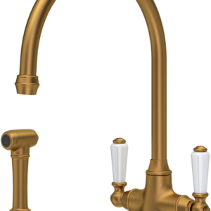 Phoenician Sink Mixer Tap with Filtration and Rinse Aged Brass - Perrin & Rowe