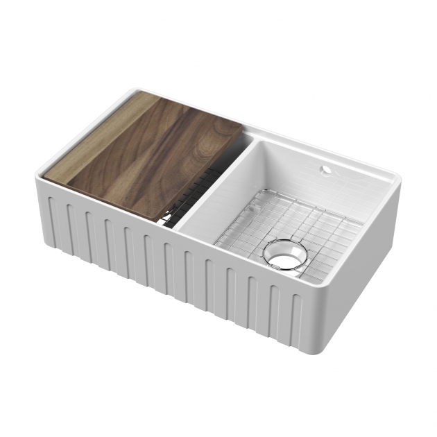 Butler Double Bowl Ledged Flute Fronted Ceramic Sink - Regis